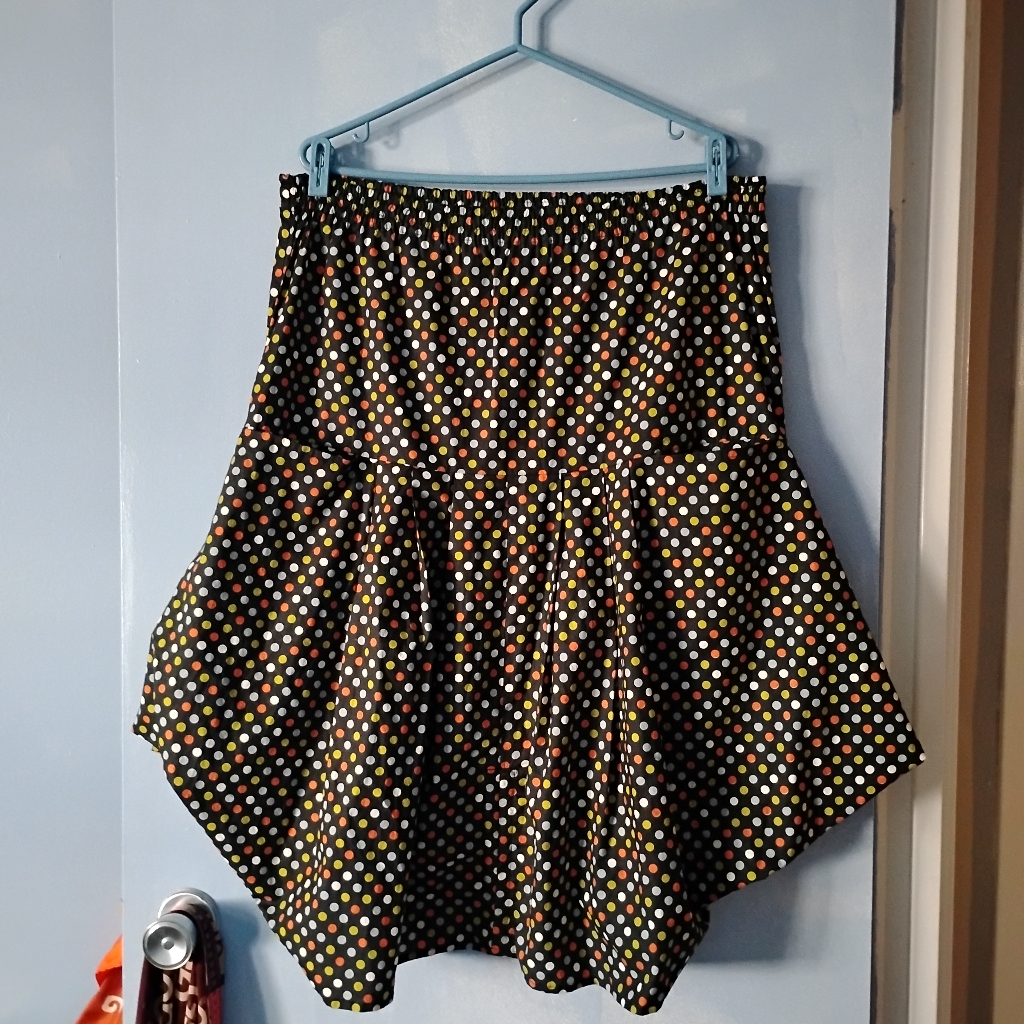 Kaliyana Multicolored Dots Pull On Cotton Lagenlook Skirt 1 L